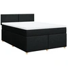 Image de vidaXL Lit boxspring avec matelas noir 160x200 cm Tissu