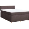 Image de vidaXL Lit boxspring avec matelas brun foncé 160x200 cm Tissu