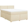 Image de vidaXL Lit boxspring avec matelas Crème 160x200 cm Tissu