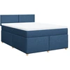 Image de vidaXL Lit boxspring avec matelas bleu 160x200 cm Tissu