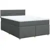 Image de vidaXL Lit boxspring avec matelas gris foncé 160x200 cm Tissu