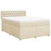 Image de vidaXL Lit boxspring avec matelas Crème 160x200 cm Tissu
