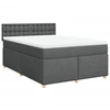 Image de vidaXL Lit boxspring avec matelas gris foncé 160x200 cm Tissu
