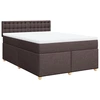 Image de vidaXL Lit boxspring avec matelas brun foncé 160x200 cm Tissu