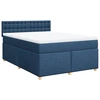 Image de vidaXL Lit boxspring avec matelas bleu 160x200 cm Tissu