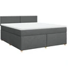 Image de vidaXL Lit boxspring avec matelas gris fonc © 180x200 cm Tissu