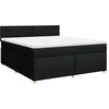 Image de vidaXL Lit boxspring avec matelas noir 180x200 cm Tissu