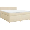 Image de vidaXL Lit boxspring avec matelas Crème 180x200 cm Tissu