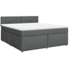 Image de vidaXL Lit boxspring avec matelas gris foncé 180x200 cm Tissu