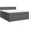 Image de vidaXL Lit boxspring avec matelas gris foncé 180x200 cm Tissu