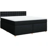 Image de vidaXL Lit boxspring avec matelas noir 180x200 cm Tissu