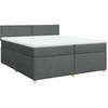 Image de vidaXL Lit boxspring avec matelas gris foncé 200x200 cm Tissu