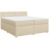 Image de vidaXL Lit boxspring avec matelas Crème 200x200 cm Tissu
