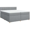 Image de vidaXL Lit boxspring avec matelas gris clair 200x200 cm Tissu