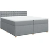 Image de vidaXL Lit boxspring avec matelas gris clair 200x200 cm Tissu