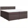 Image de vidaXL Lit boxspring avec matelas brun foncé 200x200 cm Tissu