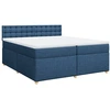 Image de vidaXL Lit boxspring avec matelas bleu 200x200 cm Tissu