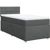 Image de vidaXL Lit boxspring avec matelas Tissu gris foncé