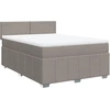 Image de vidaXL Lit boxspring avec matelas Taupe 140x200 cm Tissu
