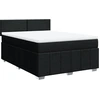 Image de vidaXL Lit boxspring avec matelas noir 160x200 cm Tissu