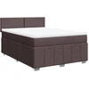 Image de vidaXL Lit boxspring avec matelas brun foncé 160x200 cm Tissu