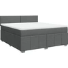Image de vidaXL Lit boxspring avec matelas gris foncé 180x200 cm Tissu