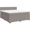 Image de vidaXL Lit boxspring avec matelas Taupe 180x200 cm Tissu