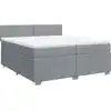 Image de vidaXL Lit boxspring avec matelas gris clair 200x200 cm Tissu