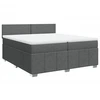 Image de vidaXL Lit boxspring avec matelas gris foncé 200x200 cm Tissu
