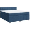 Image de vidaXL Lit boxspring avec matelas bleu 200x200 cm Tissu