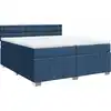 Image de vidaXL Lit boxspring avec matelas bleu 200x200 cm Tissu
