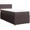 Image de vidaXL Lit boxspring avec matelas brun foncé 90x200 cm Tissu
