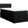 Image de vidaXL Lit boxspring avec matelas noir 90x200 cm Tissu