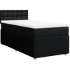 Image de vidaXL Lit boxspring avec matelas noir 90x200 cm Tissu