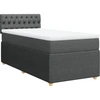Image de vidaXL Lit boxspring avec matelas gris foncé 100x200 cm Tissu