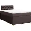 Image de vidaXL Lit boxspring avec matelas brun foncé 120x200 cm Tissu