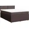 Image de vidaXL Lit boxspring avec matelas brun foncé 140x190 cm Tissu
