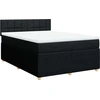 Image de vidaXL Lit boxspring avec matelas noir 140x190 cm Tissu
