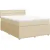 Image de vidaXL Lit boxspring avec matelas Crème 140x190 cm Tissu