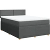 Image de vidaXL Lit boxspring avec matelas gris foncé 140x200 cm Tissu