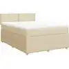 Image de vidaXL Lit boxspring avec matelas Crème 140x200 cm Tissu