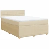 Image de vidaXL Lit boxspring avec matelas Crème 140x200 cm Tissu