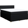 Image de vidaXL Lit boxspring avec matelas noir 140x200 cm Tissu