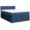 Image de vidaXL Lit boxspring avec matelas bleu 140x200 cm Tissu