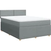 Image de vidaXL Lit boxspring avec matelas gris clair 160x200 cm Tissu