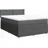 Image de vidaXL Lit boxspring avec matelas gris foncé 160x200 cm Tissu