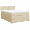 Image de vidaXL Lit boxspring avec matelas Crème 160x200 cm Tissu