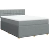 Image de vidaXL Lit boxspring avec matelas gris clair 160x200 cm Tissu