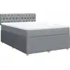 Image de vidaXL Lit boxspring avec matelas gris clair 160x200 cm Tissu
