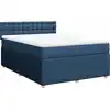 Image de vidaXL Lit boxspring avec matelas bleu 160x200 cm Tissu